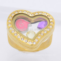 Hot sale new wedding stainless steel gold heart floating locket ring jewelry